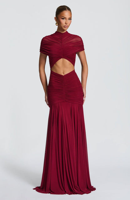 Elegant Pleated Hollow-Out Slim-Fit Dress