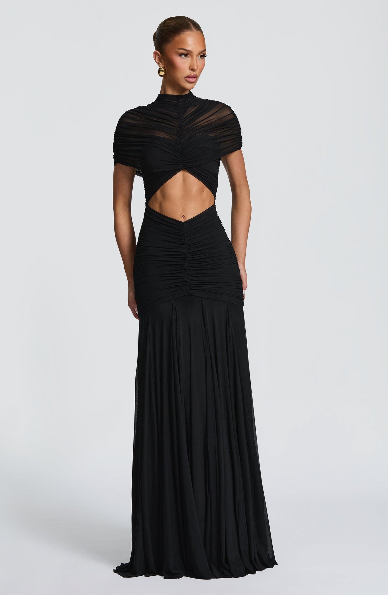 Elegant Pleated Hollow-Out Slim-Fit Dress