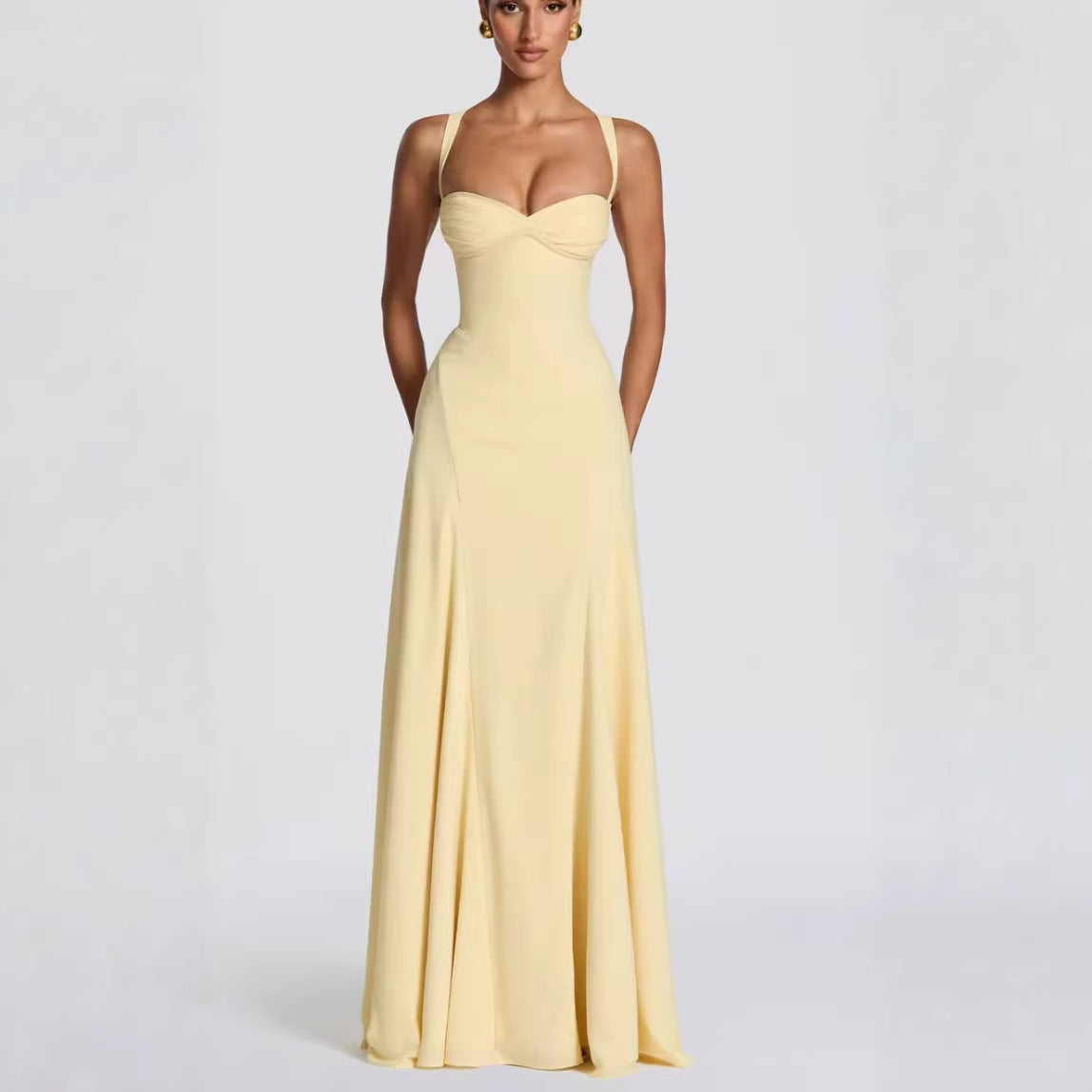 Elegant Pleated Strap Dress