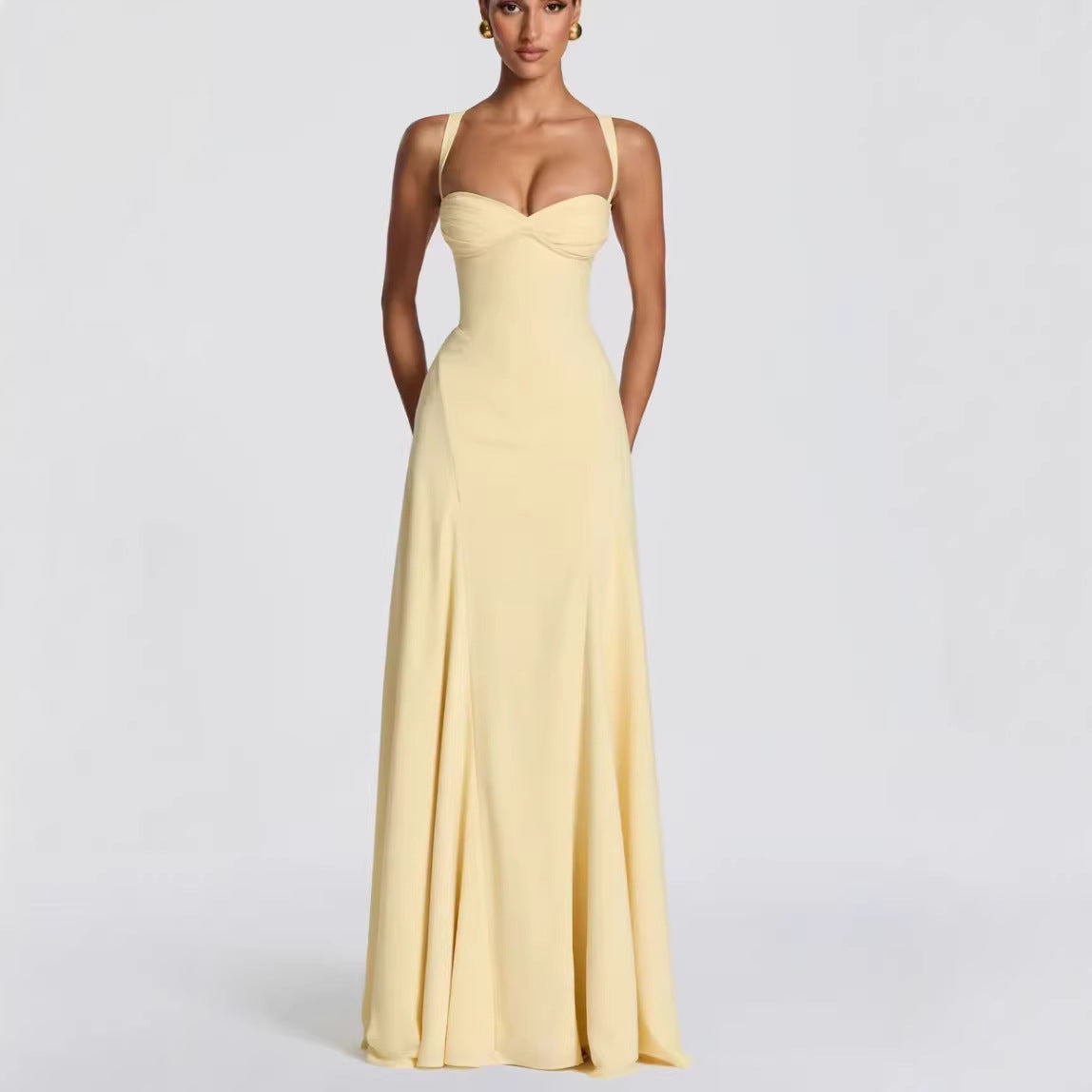 Elegant Pleated Strap Dress