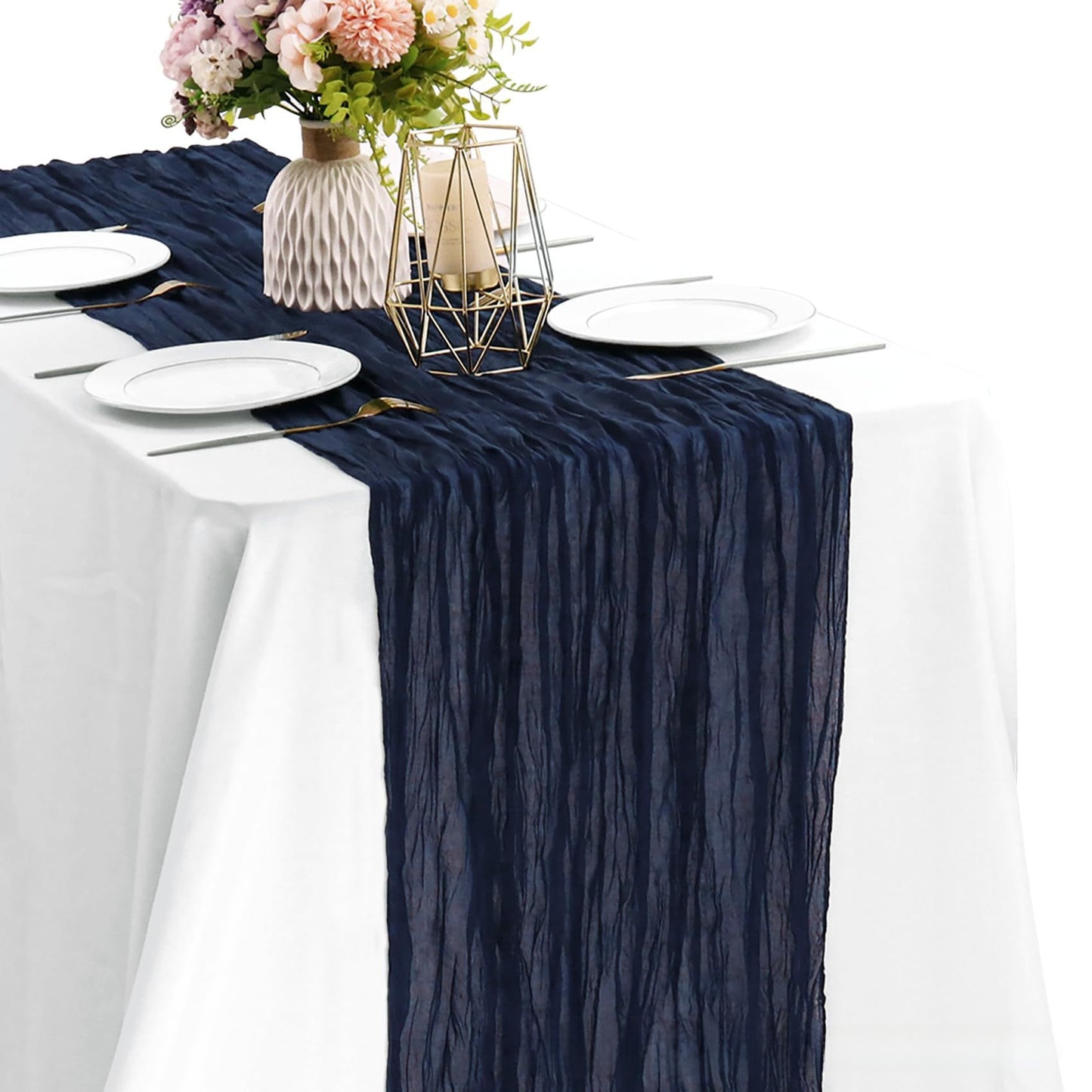 Elegant Pleated Voile Table Runner