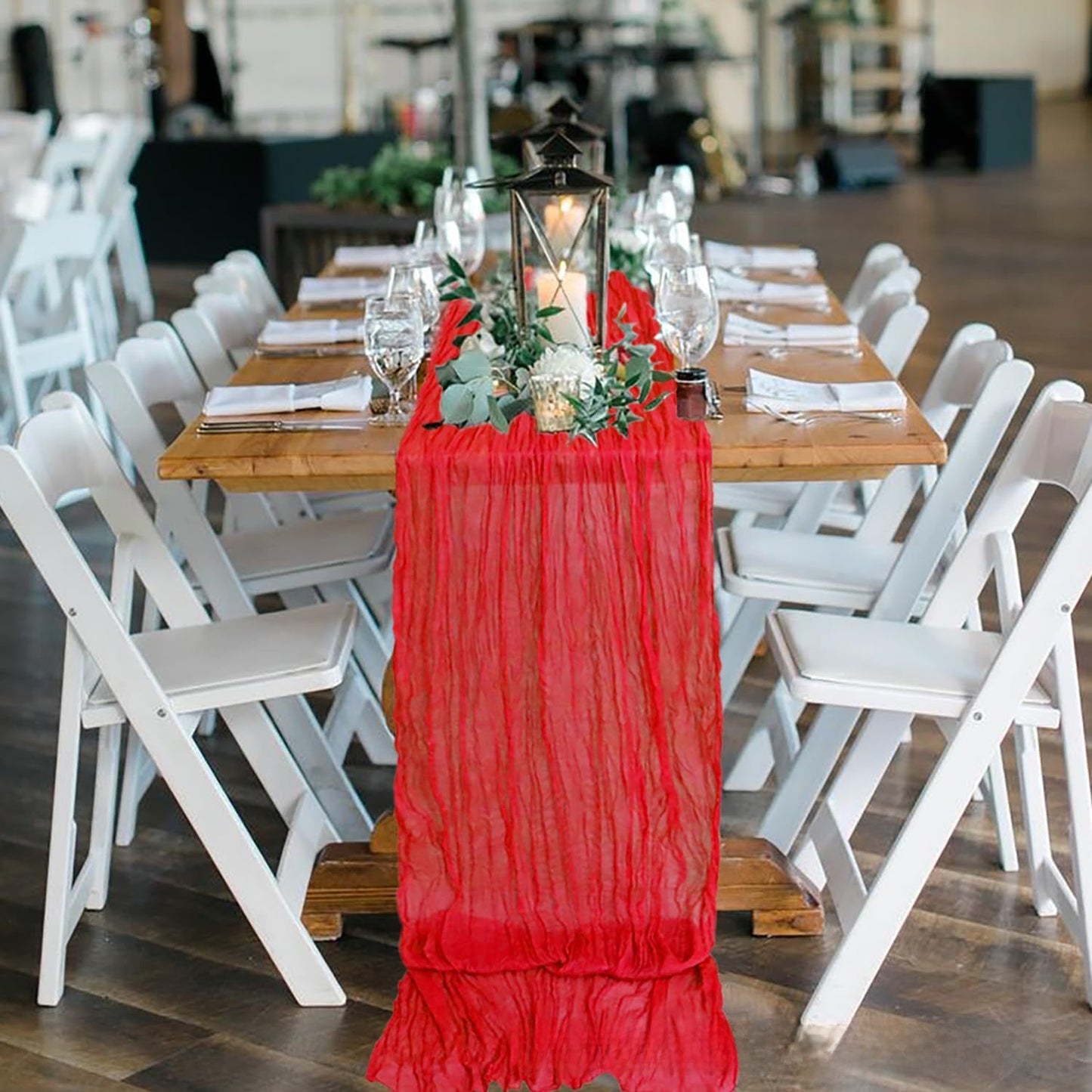 Elegant Pleated Voile Table Runner