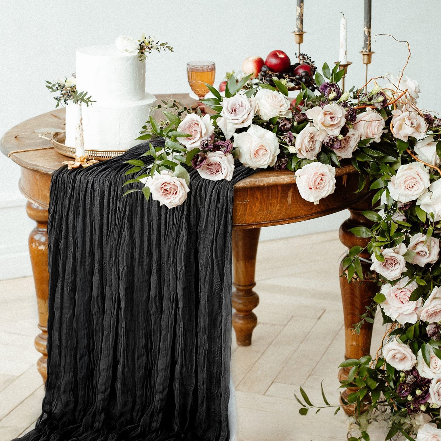 Elegant Pleated Voile Table Runner