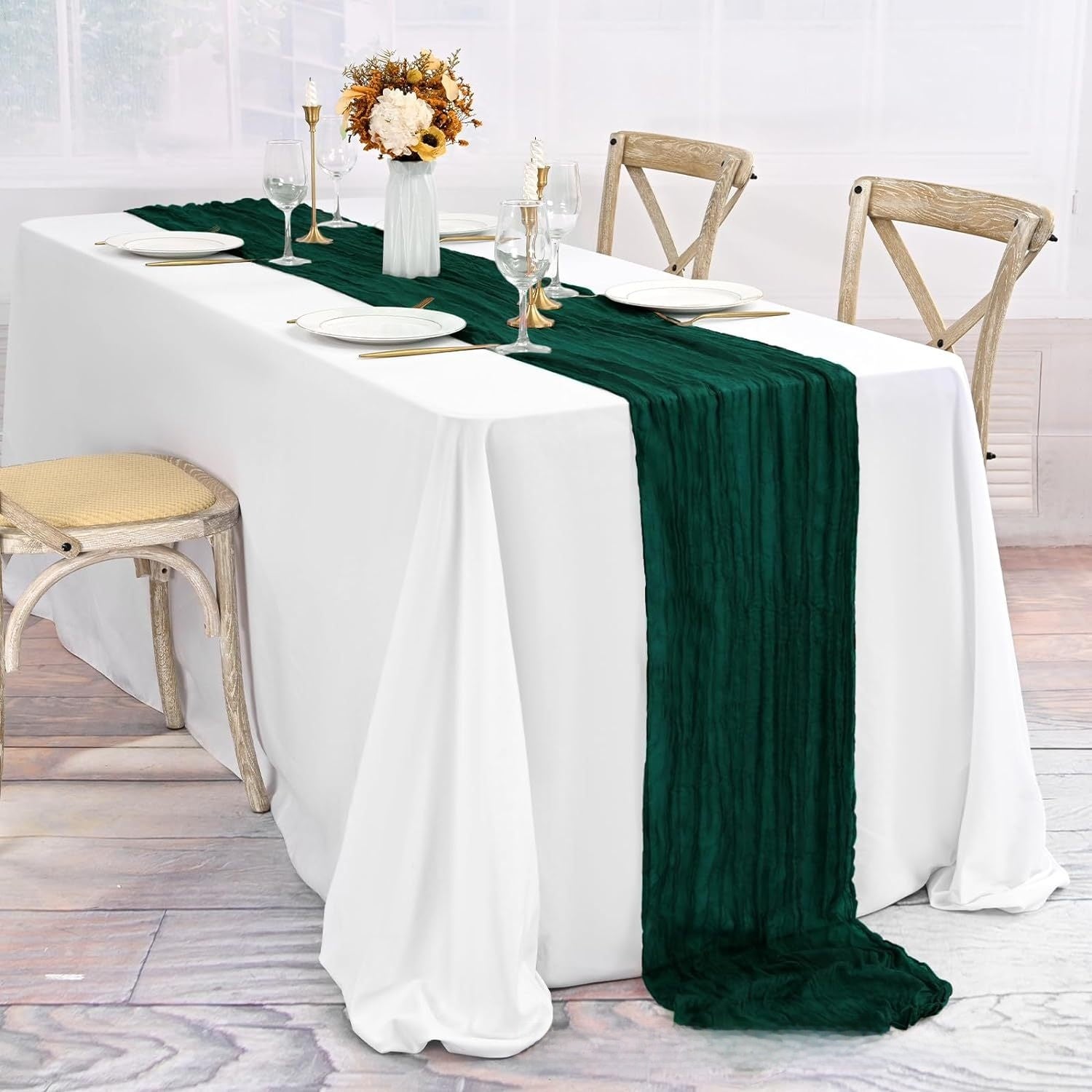 Elegant Pleated Voile Table Runner