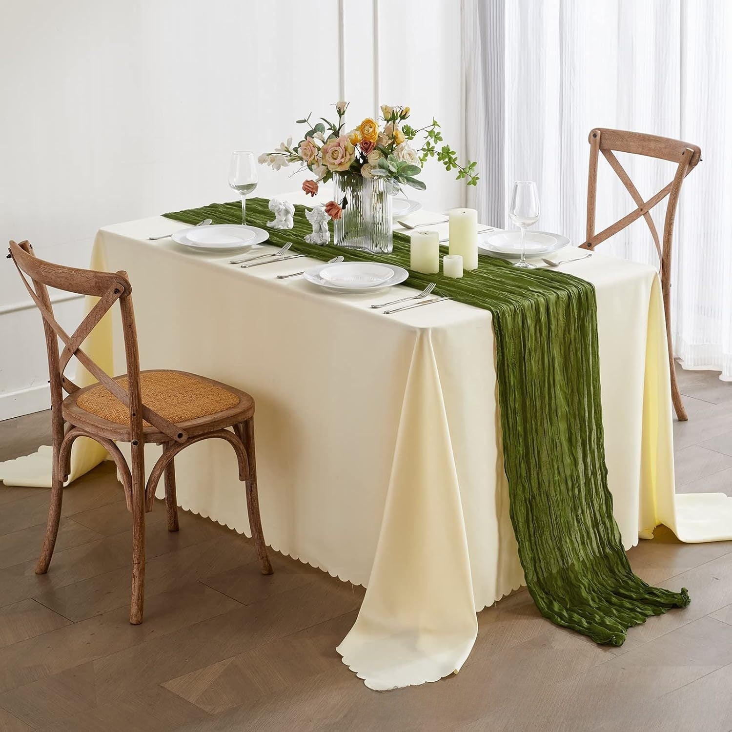 Elegant Pleated Voile Table Runner