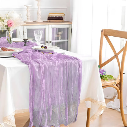 Elegant Pleated Voile Table Runner