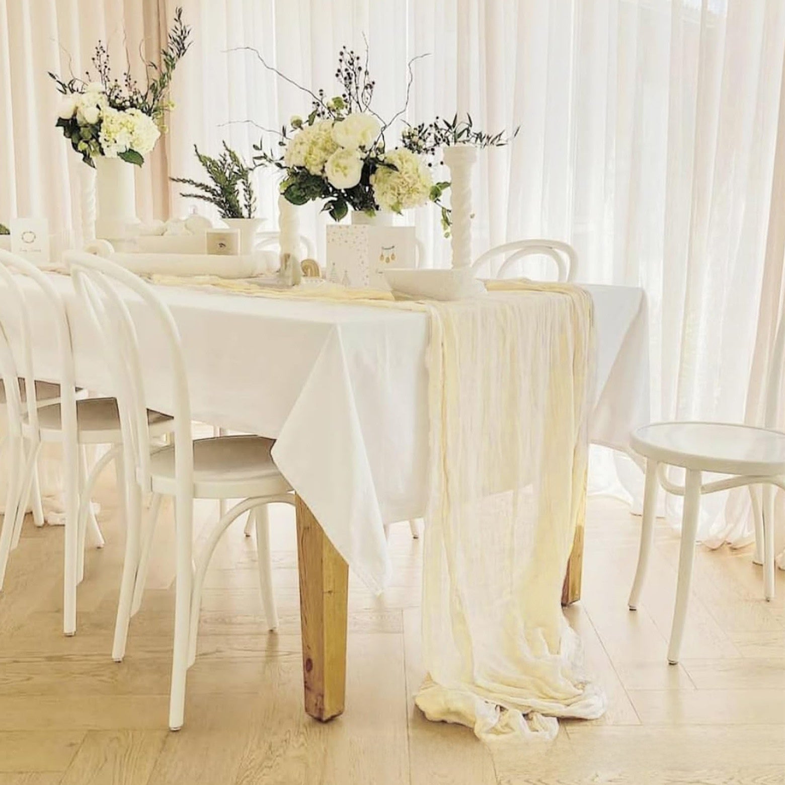 Elegant Pleated Voile Table Runner