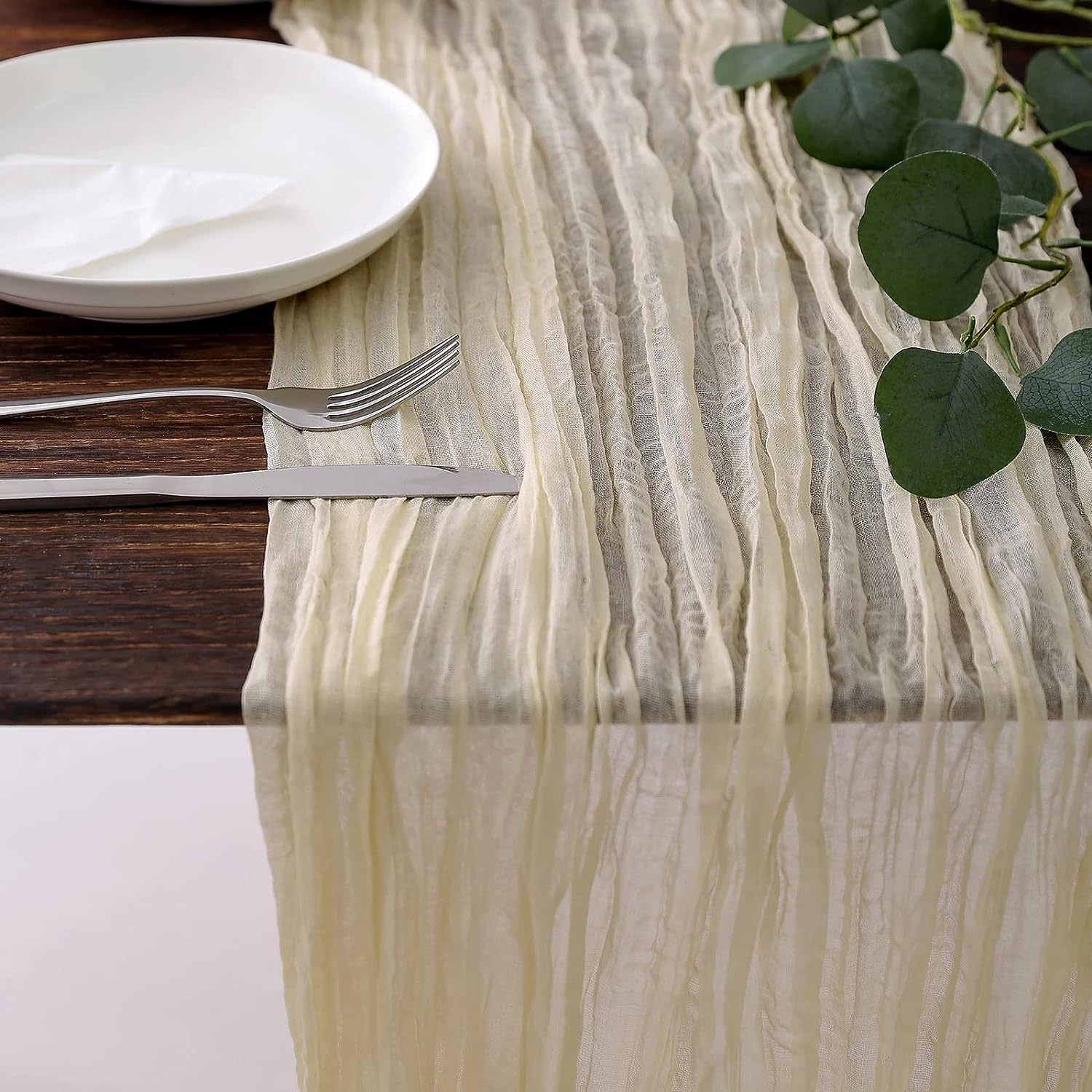 Elegant Pleated Voile Table Runner