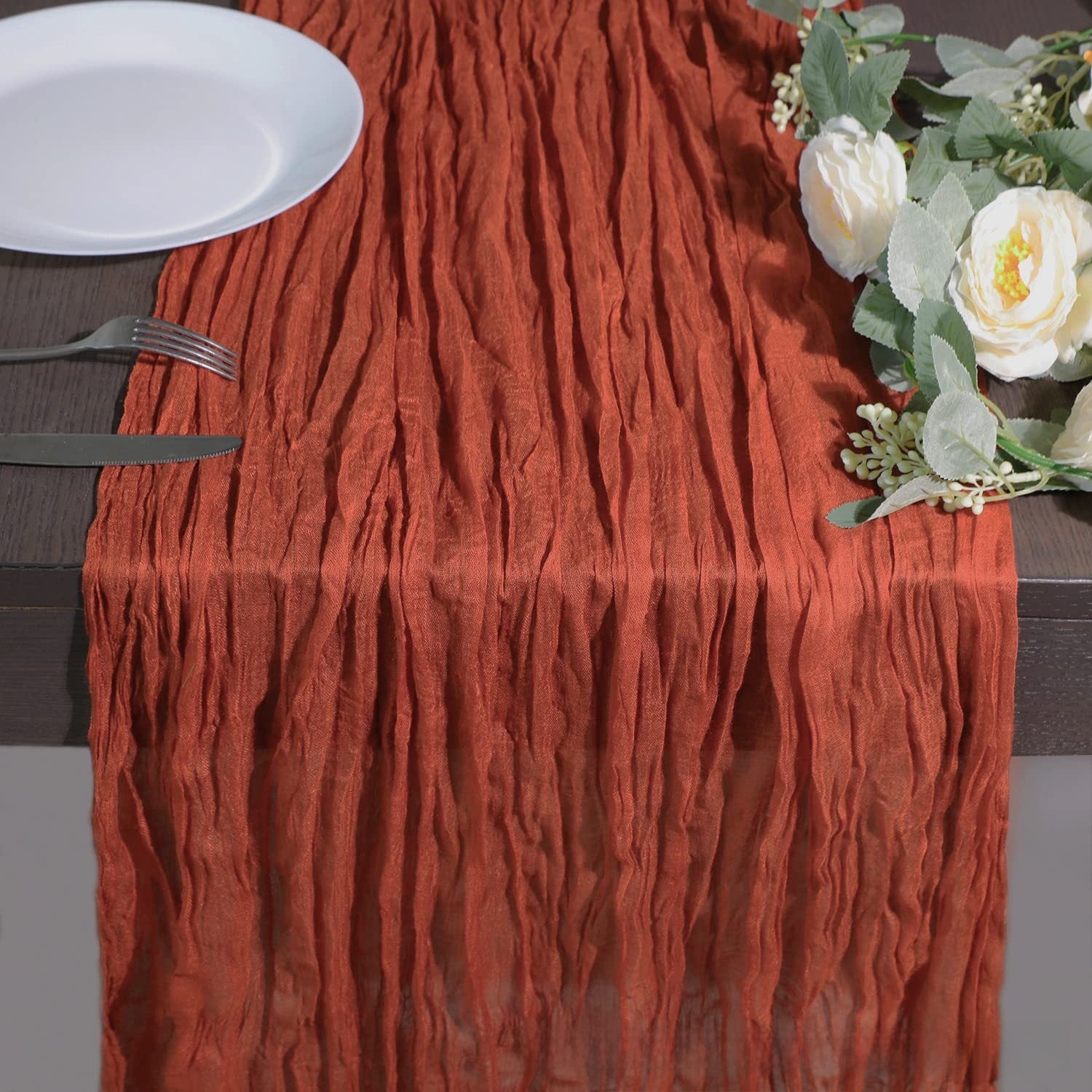 Elegant Pleated Voile Table Runner