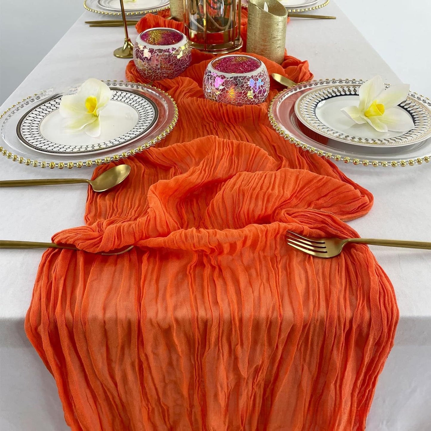 Elegant Pleated Voile Table Runner