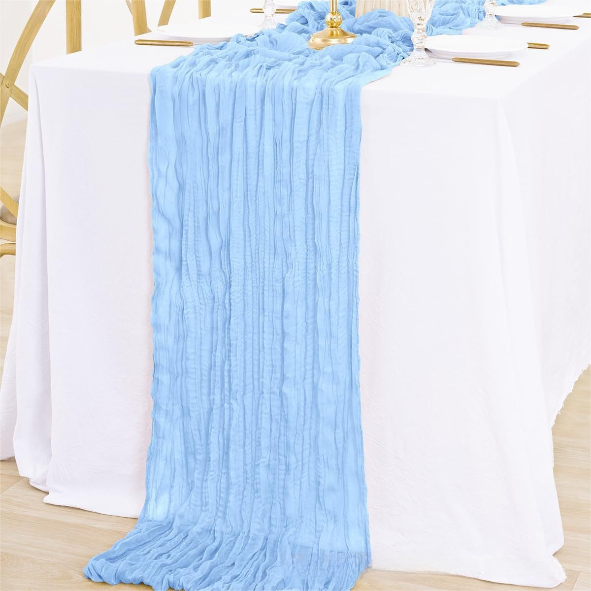 Elegant Pleated Voile Table Runner