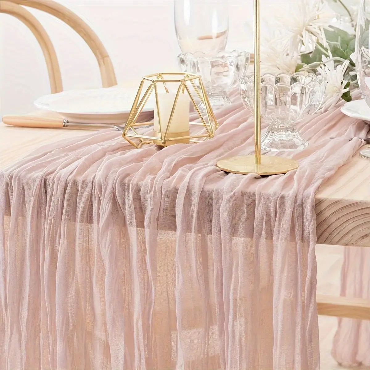 Elegant Pleated Voile Table Runner