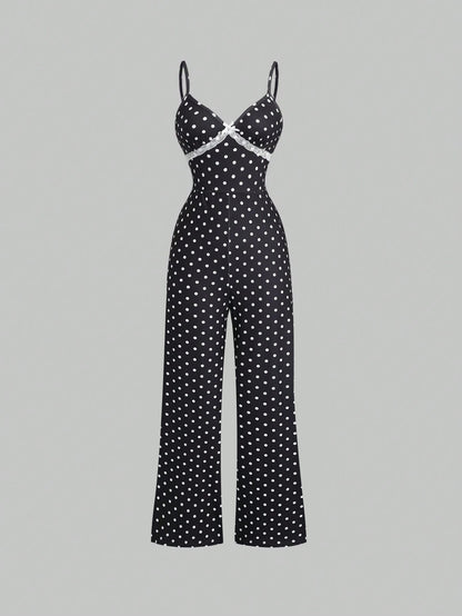 Elegant Polka Dot Lace Jumpsuit