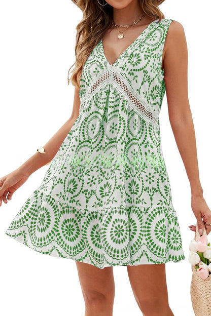 Elegant Printed Sleeveless Dress