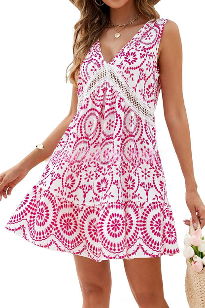 Elegant Printed Sleeveless Dress