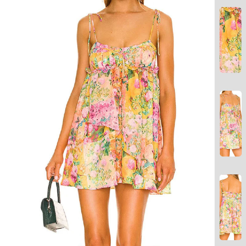 Elegant Printed Strap Dress