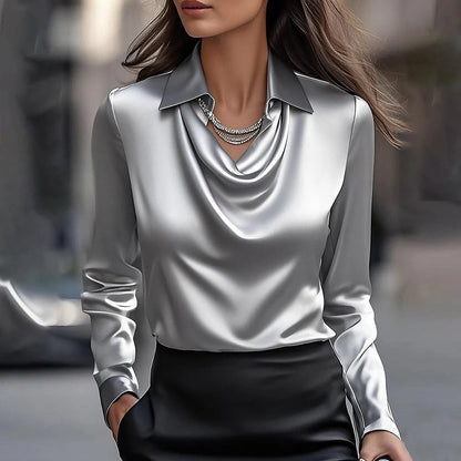 Elegant Printed Swing Collar Blouse
