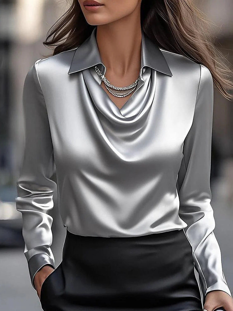 Elegant Printed Swing Collar Blouse