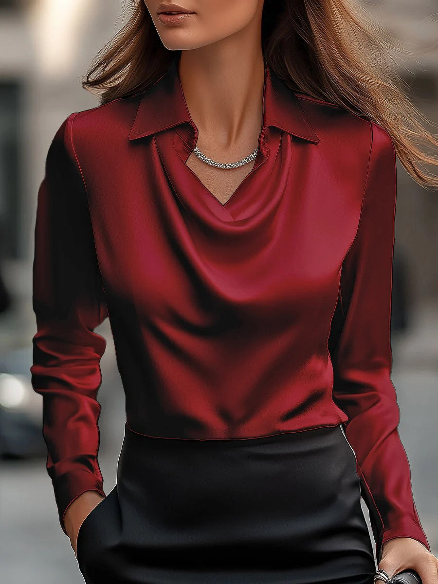 Elegant Printed Swing Collar Blouse