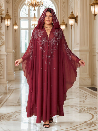 Elegant Rhinestone Chiffon Long Dress for Women