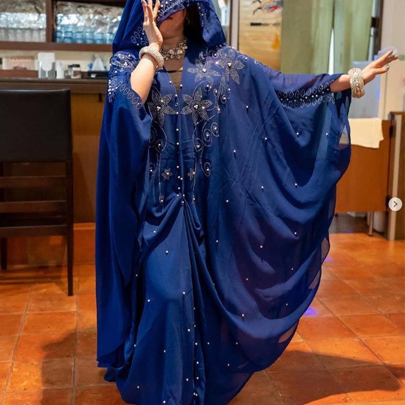 Elegant Rhinestone Chiffon Long Dress for Women