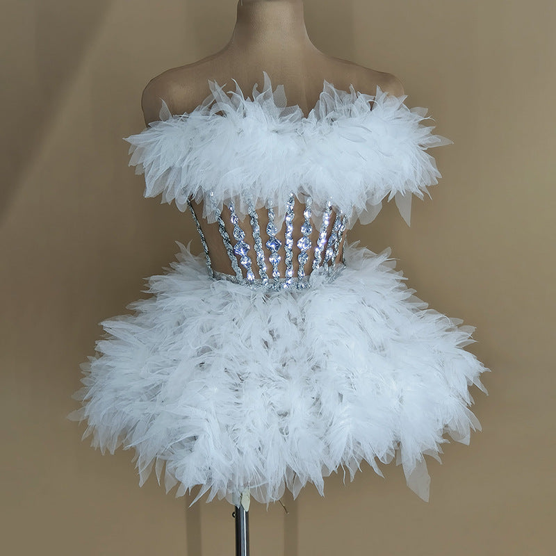 Elegant Rhinestone Mesh Party Dress