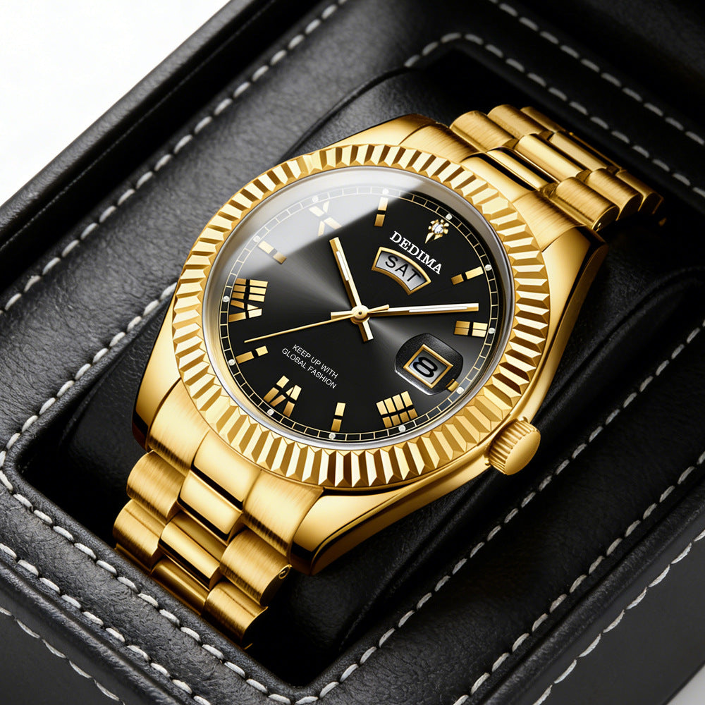 Elegant Roman Numeral Diamond Accent Mens Watch