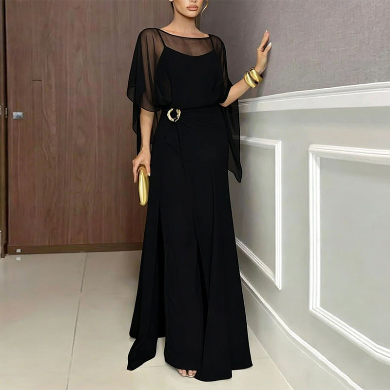 Elegant Round Neck Long Dress