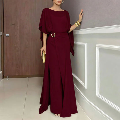 Elegant Round Neck Long Dress