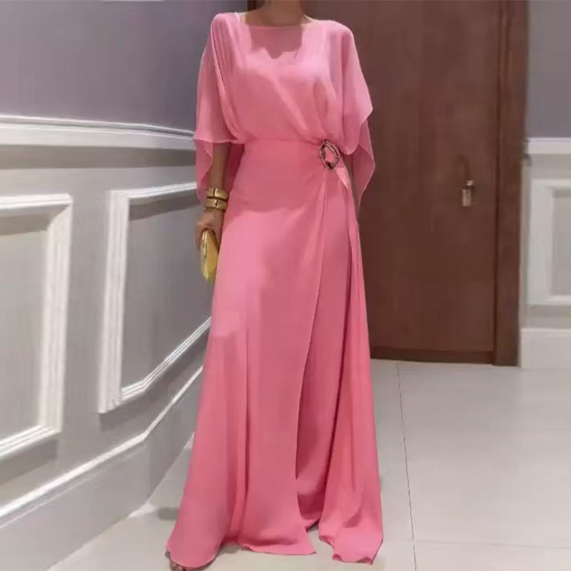 Elegant Round Neck Long Dress