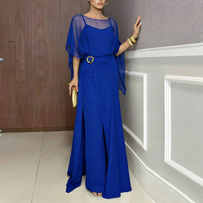 Elegant Round Neck Long Dress