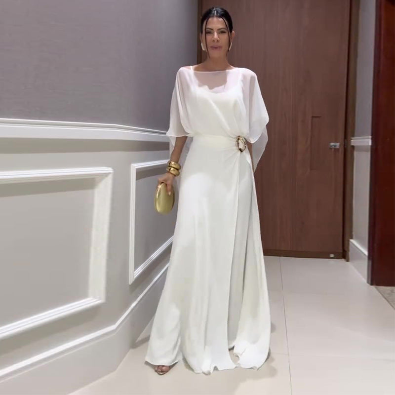 Elegant Round Neck Long Dress