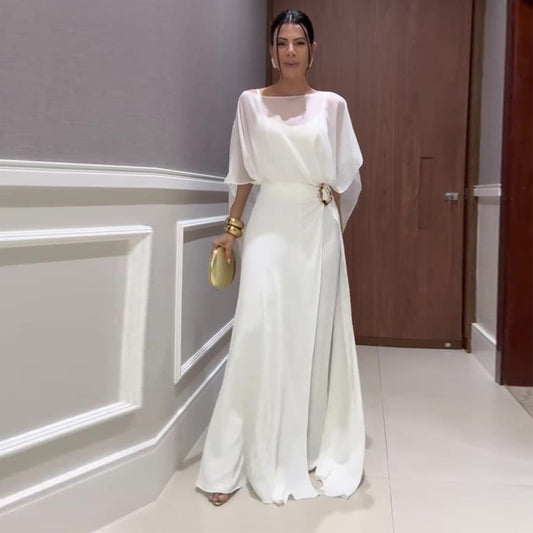 Elegant Round Neck Long Dress