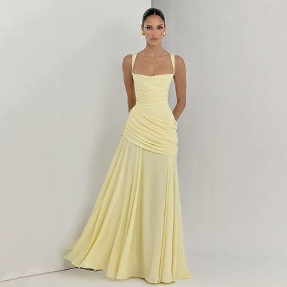 Elegant Ruched Waist Sleeveless Dress