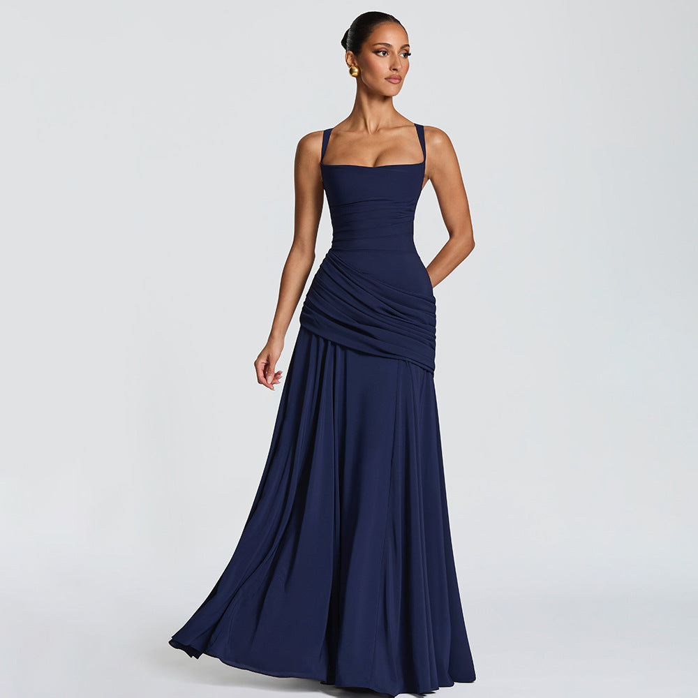 Elegant Ruched Waist Sleeveless Dress
