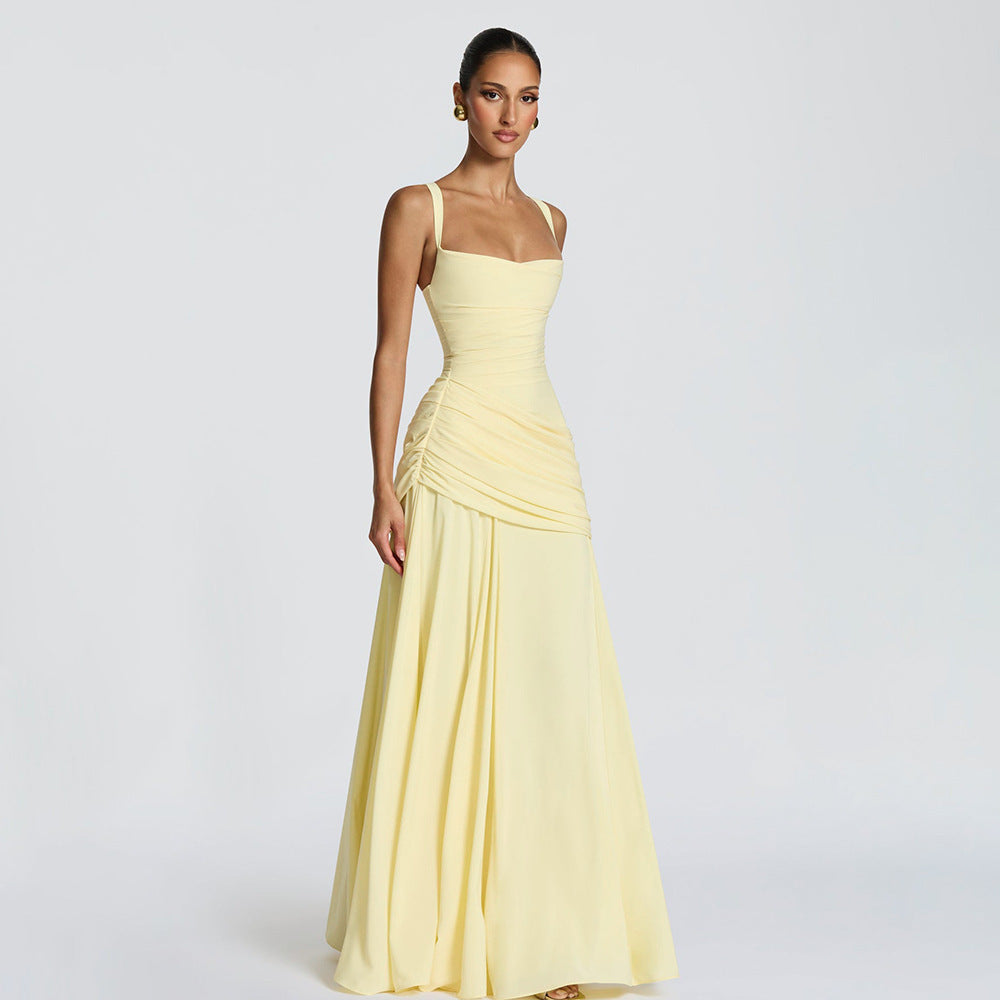 Elegant Ruched Waist Sleeveless Dress