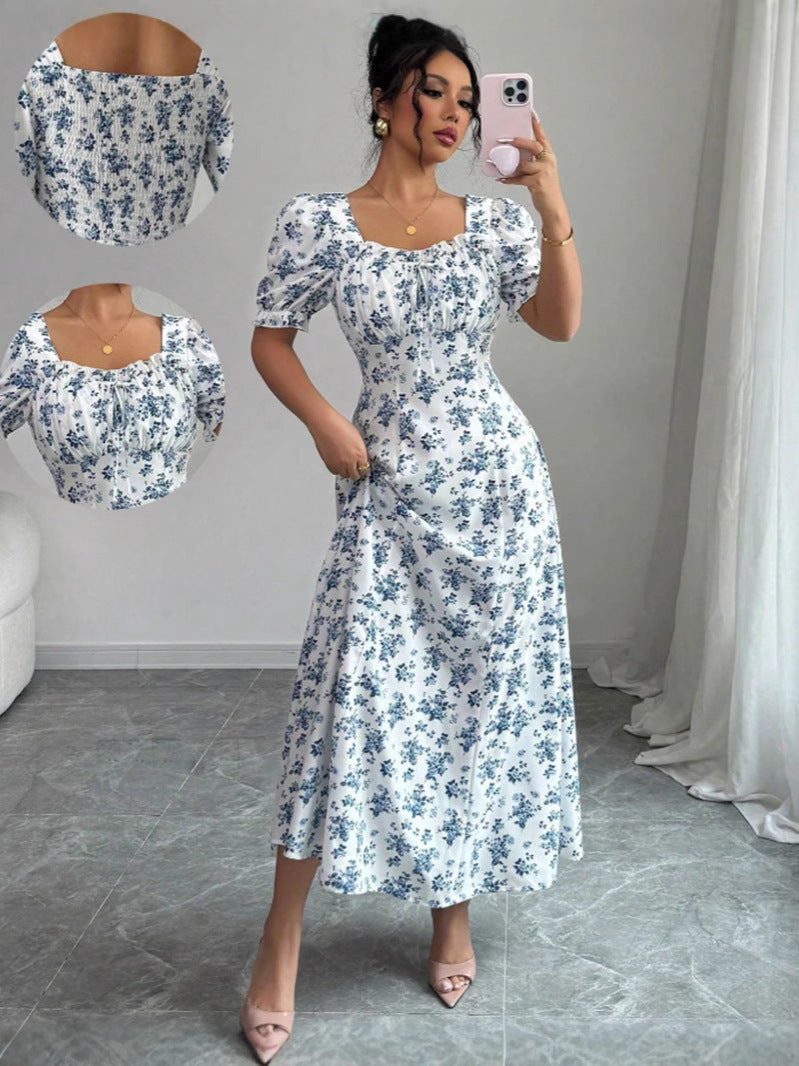 Elegant Ruffle Hem Short Sleeve Dress