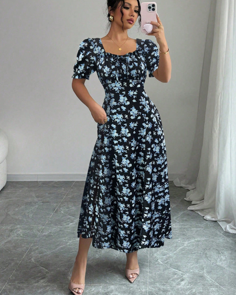 Elegant Ruffle Hem Short Sleeve Dress