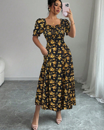 Elegant Ruffle Hem Short Sleeve Dress