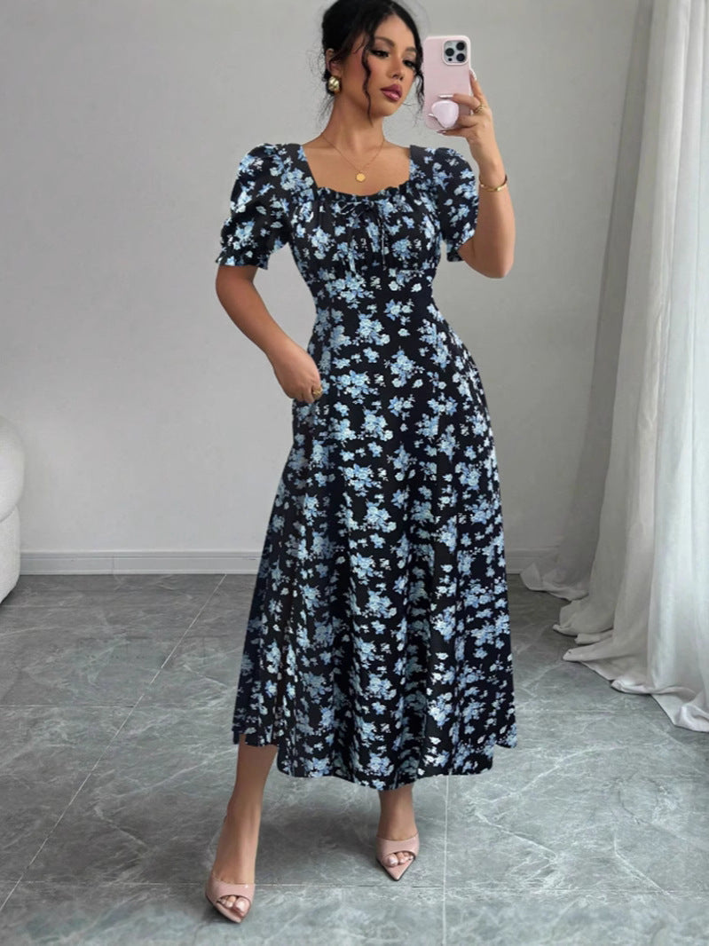 Elegant Ruffle Hem Short Sleeve Dress