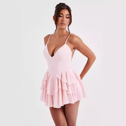 Elegant Ruffled Sleeveless Dress