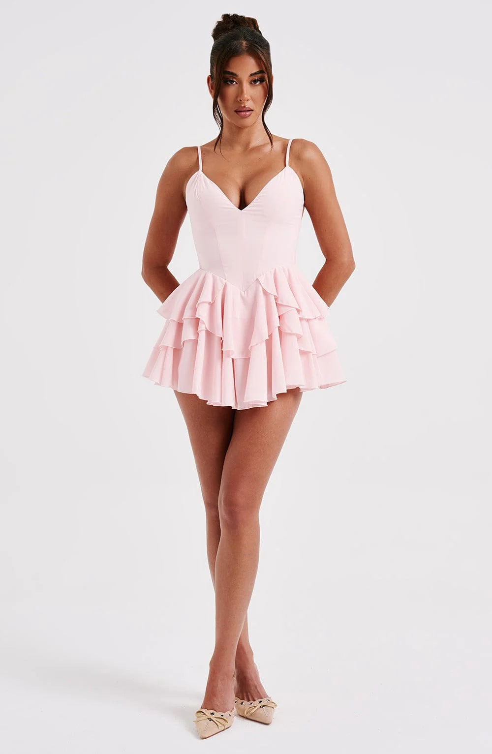 Elegant Ruffled Sleeveless Dress