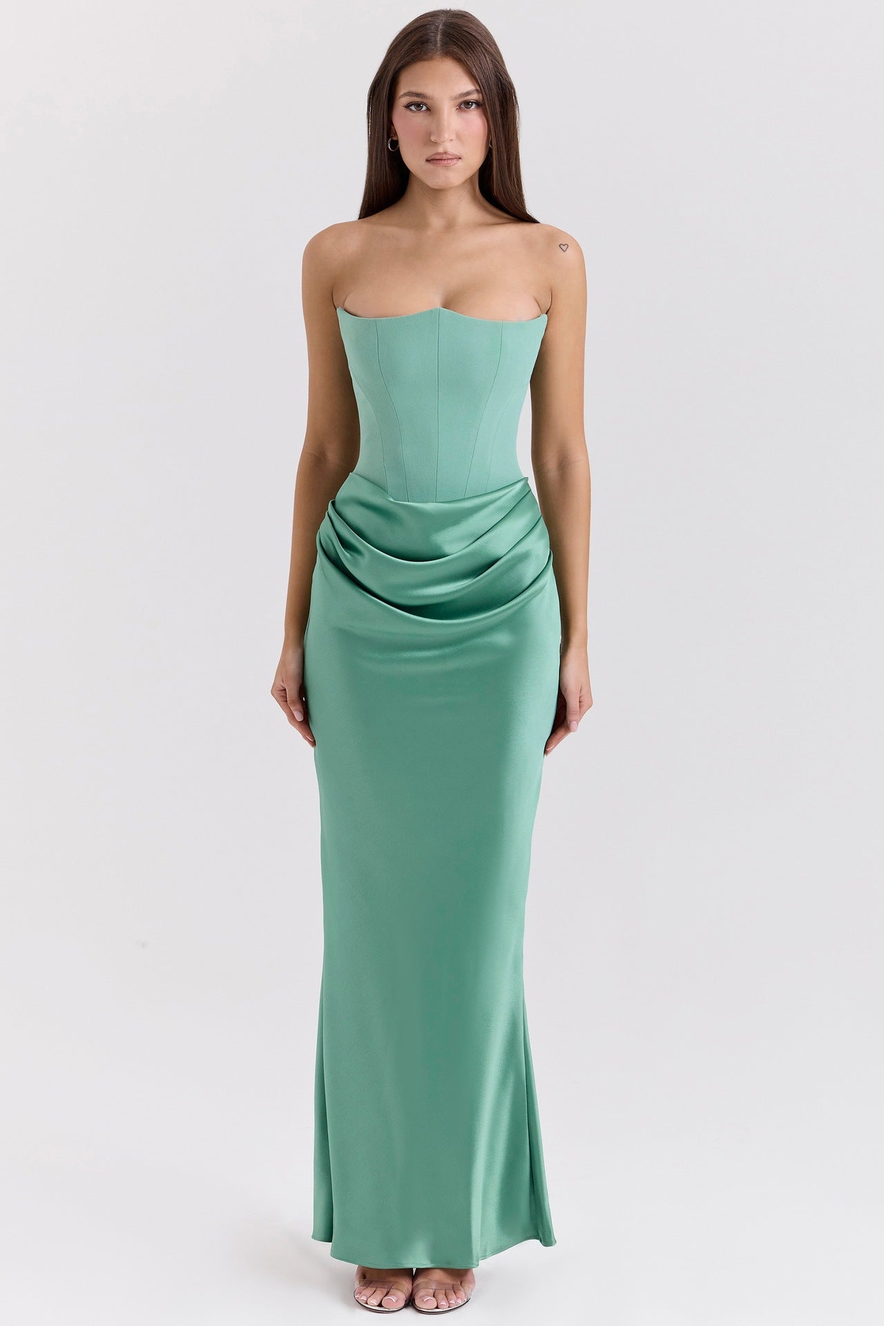Elegant Satin Bodycon Dress with Pleated Detail