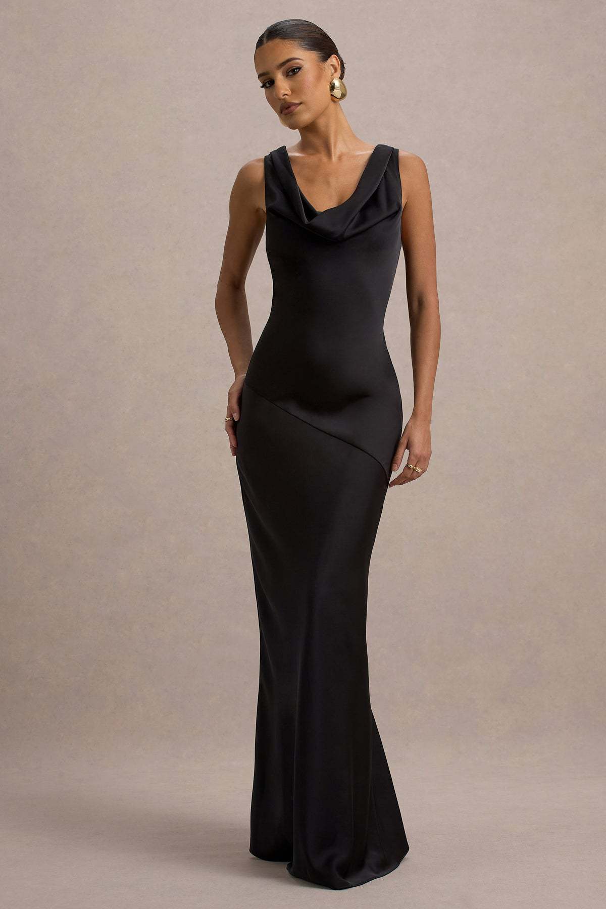 Elegant Satin Fishtail Backless Dress