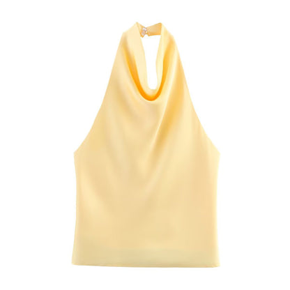 Elegant Satin Halter Neck Top
