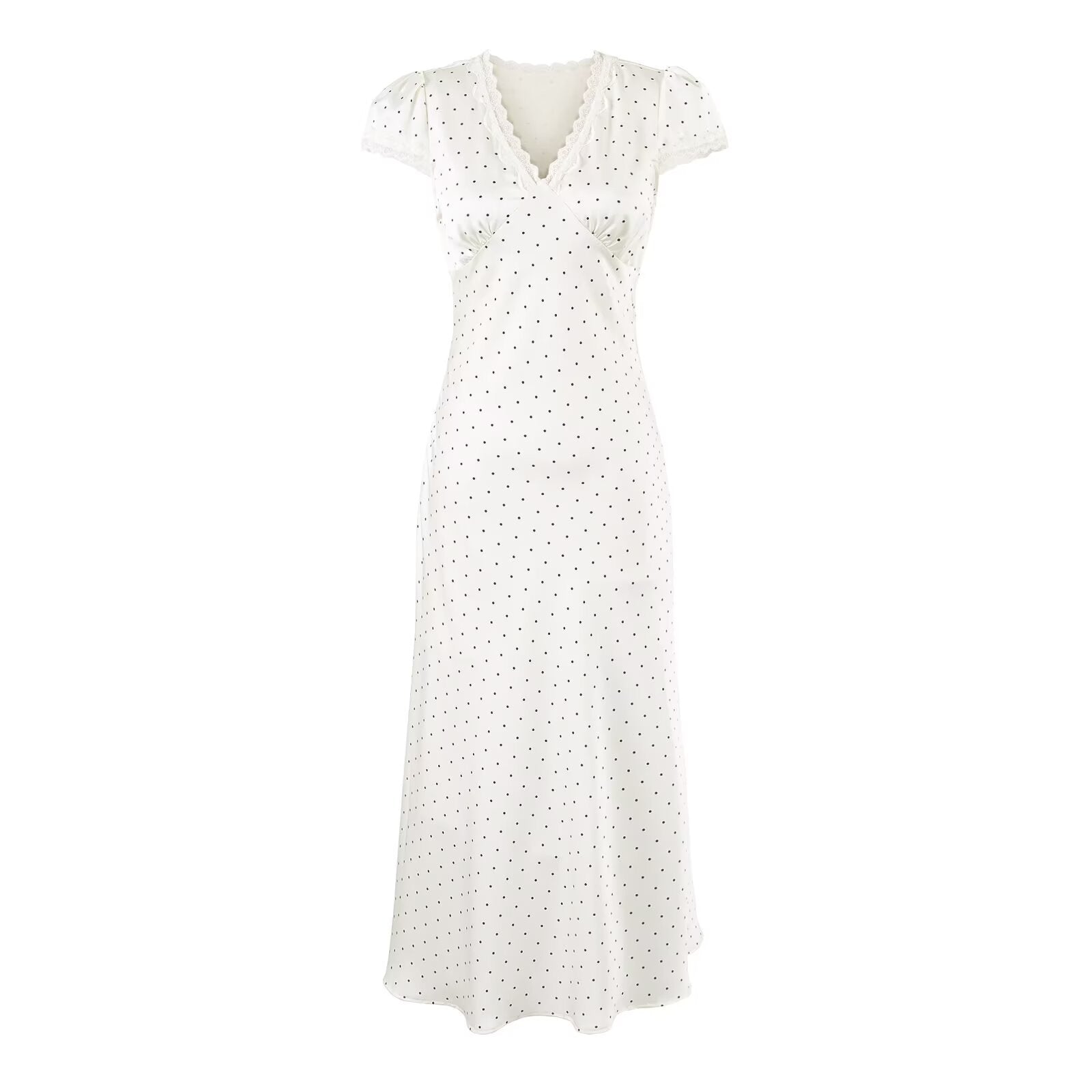 Elegant Satin Polka Dot Dress