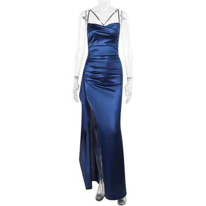 Elegant Satin Slit Long Dress
