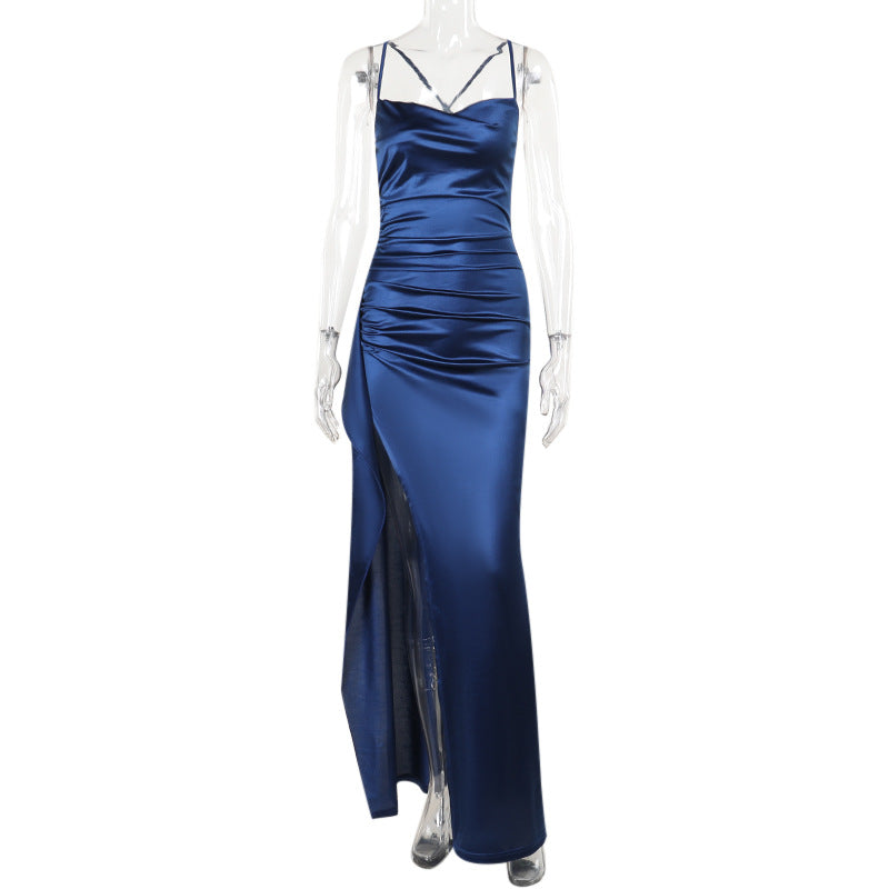 Elegant Satin Slit Long Dress