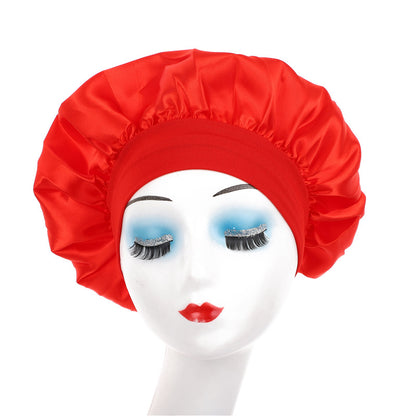 Elegant Satin Wide-Brimmed Nightcap
