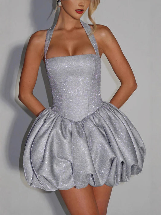 Elegant Sequin Halterneck Dress